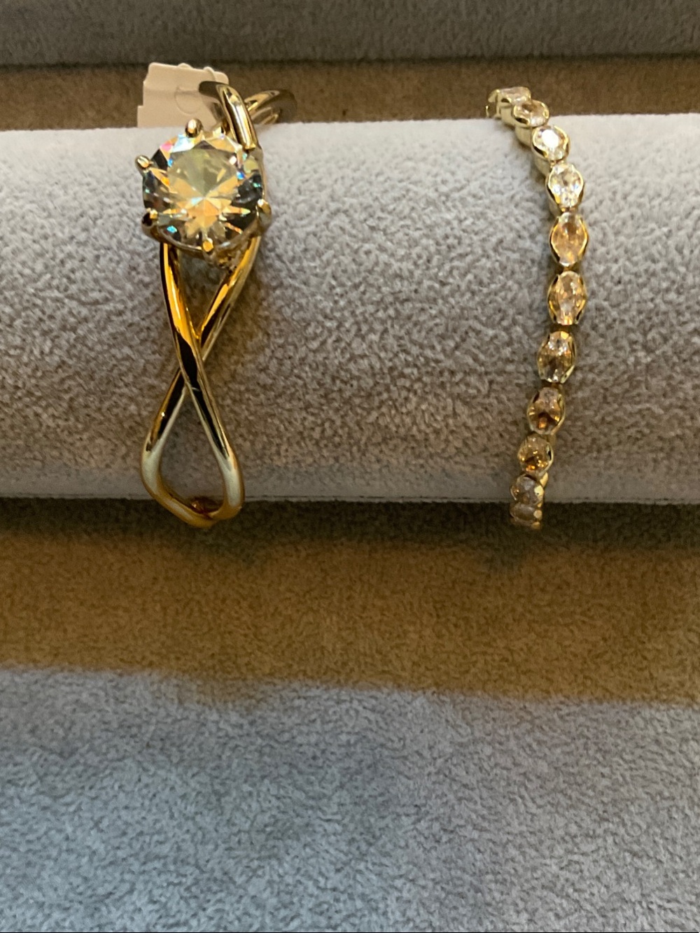 Charming Charlie Gold and Clear Crystal Twist Bracelet